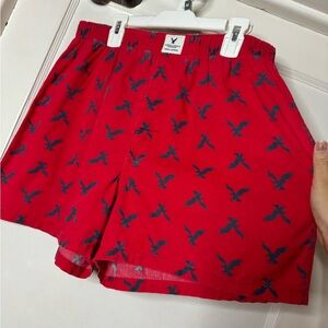 Men’s American Eagle red with blue eagles pattern boxers size M